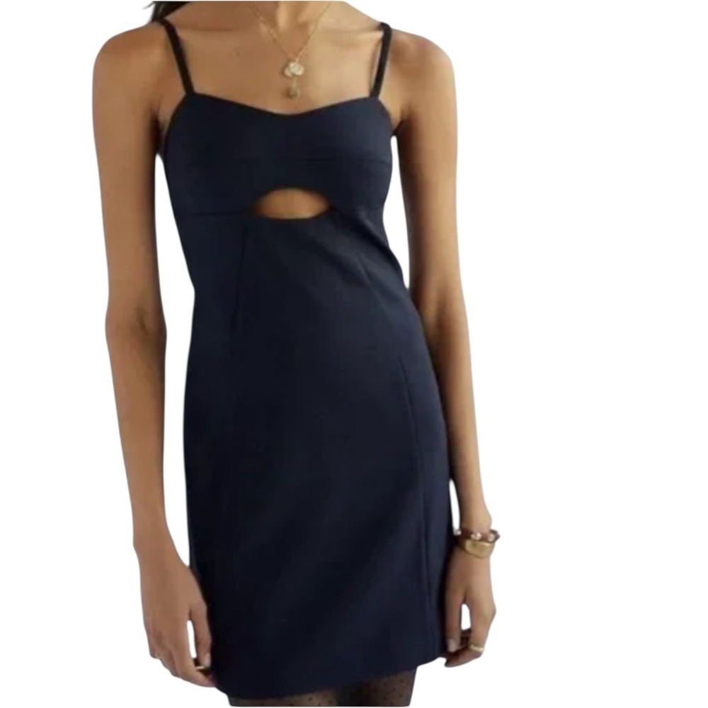 NWT MARE MARE Sleeveless Deep Navy Cut Out Front Side Zip Mini Dress Size Medium